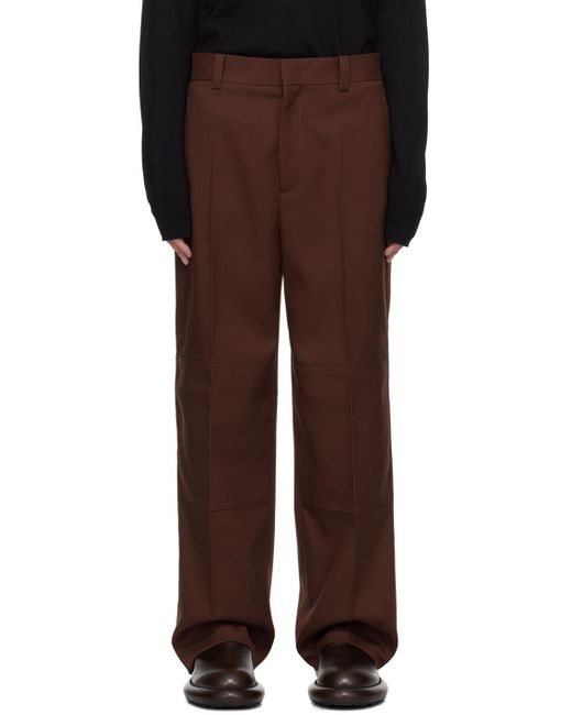 Jil Sander Brown Burgundy Paneled Trousers for men