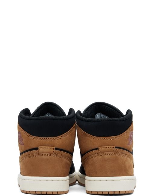 Nike Black Tan Air Jordan 1 Mid Se Sneakers for men