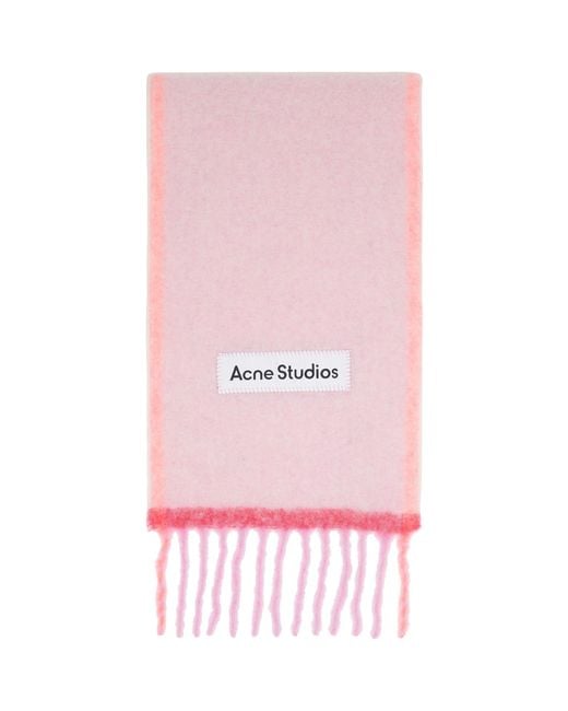 Acne Pink Narrow Wool Mohair Scarf