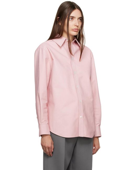 Bottega Veneta Pink Printed Piquet Leather Shirt