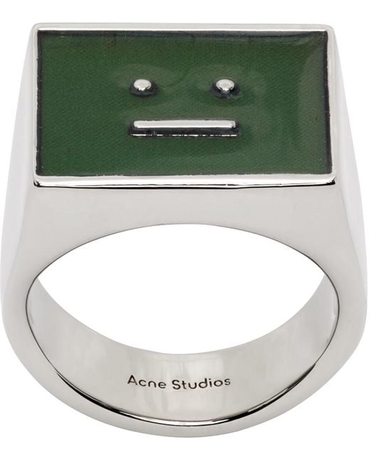 Acne Green Silver Mood Stone Ring for men