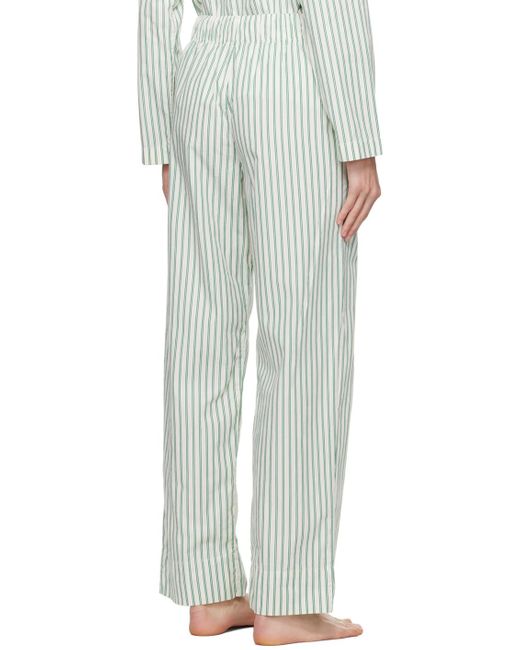 Pantalon de pyjama blanc et vert à cordon coulissant Tekla en coloris White