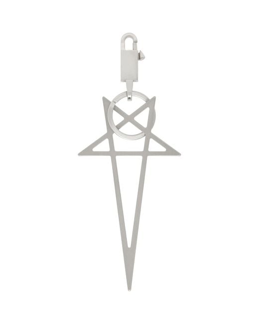 Rick Owens Metallic Big Pentagram Keychain for men