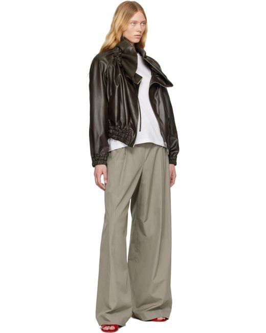 Dries Van Noten Brown Wide Pleated Trousers