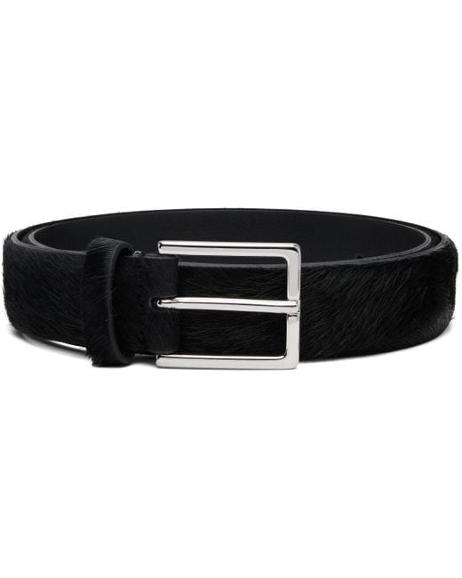 Andersons Black Narrow Pony Leather Buckle Belt