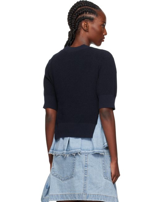 Sacai ネイビー＆ブルー Denim X Knit セーター Blue