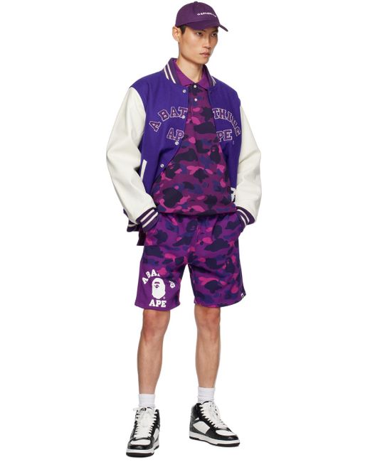 Polo mauve à motif camouflage et à écusson à logo A Bathing Ape pour homme en coloris Purple