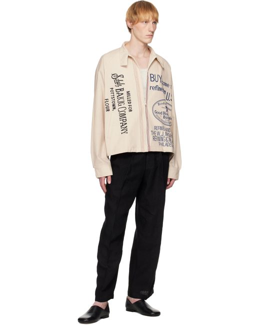 HARAGO Natural Printed Zipper Cropped Jacket for men