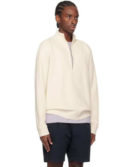 Sunspel Black Off-white Half-zip Sweatshirt for men