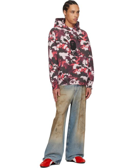 A Bathing Ape Red Map Camo Hoodie for men