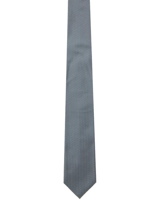 Zegna Black Gray Natural Silk Tie for men
