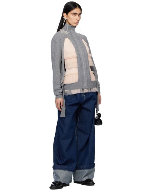 Simone Rocha ネイビー Turbo Embellished Puddle ジーンズ