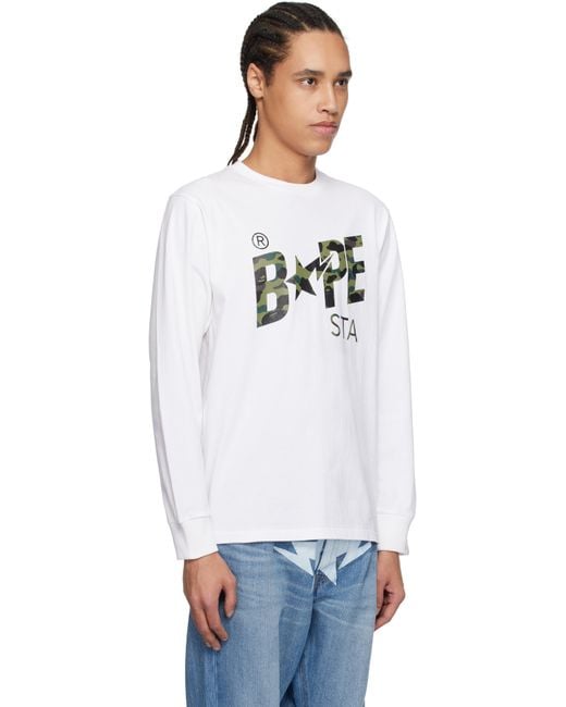 A Bathing Ape Black 1St Camo Sta' Ls T-Shirt for men