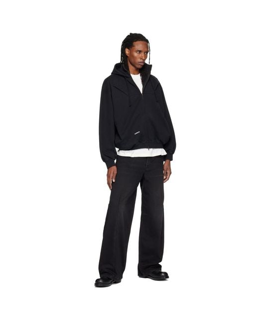 Vetements Black Upside-Down Zip Up Hoodie for men