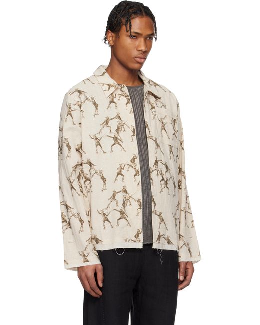 メンズ Professor.E ベージュ Seasonal Print 長袖シャツ Natural