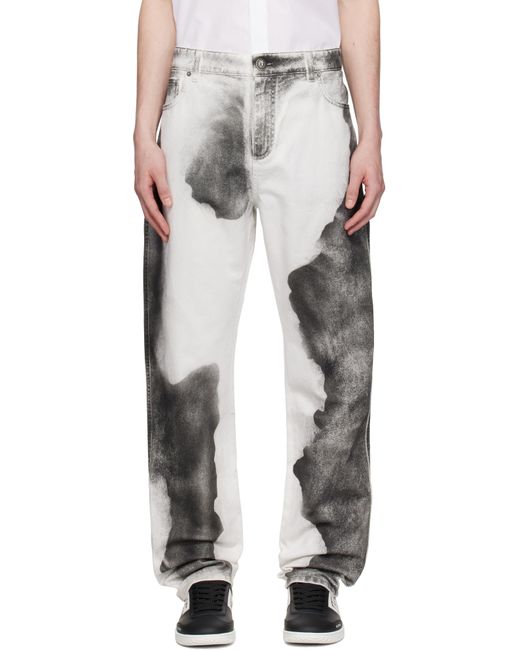 Balmain Black Regular-Fit Moon Print Jeans for men