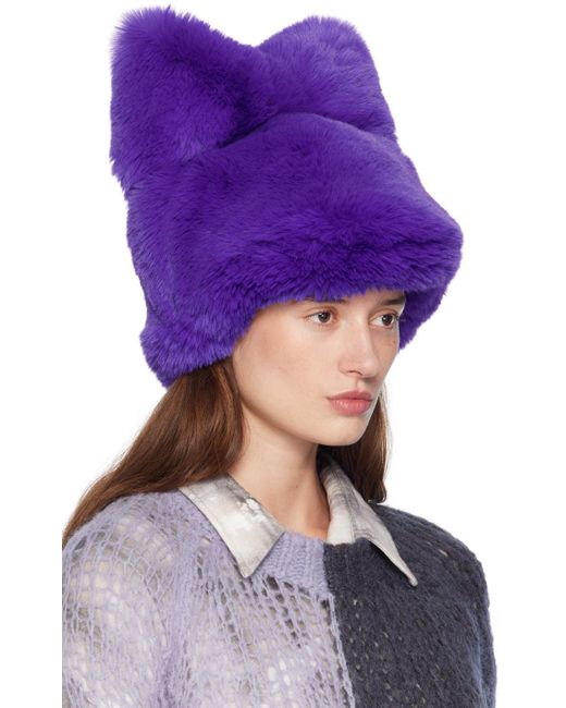 Acne Blue Fluffy Bow Beanie