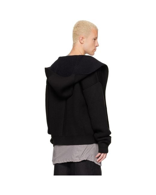 Rick Owens Black Tower Reversible Robe Hoodie for men