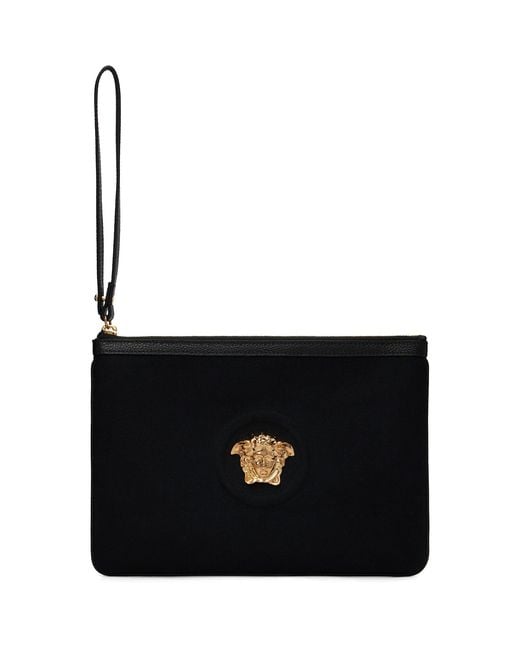 Versace Black 'La Medusa' Canvas Pouch