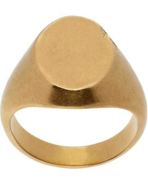 MM6 by Maison Martin Margiela Metallic Gold Signet Ring for men