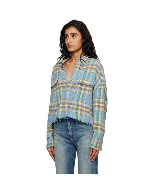 R13 Black Cropped Work Shirt
