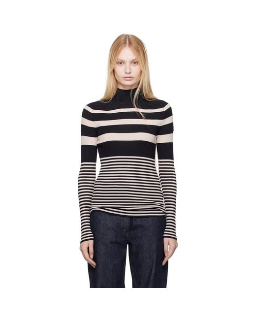 Moncler Black Striped Wool Turtleneck
