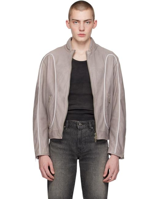 DIESEL Black Gray L-krix Leather Jacket for men