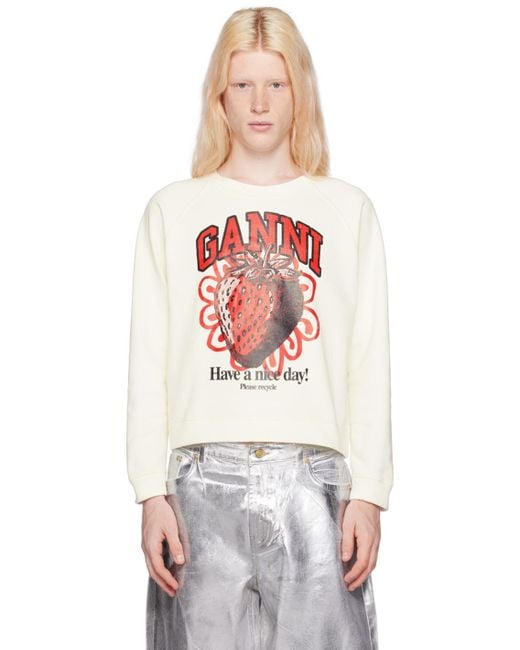 Ganni Black Off-white Strawberry Sweatshirt for men