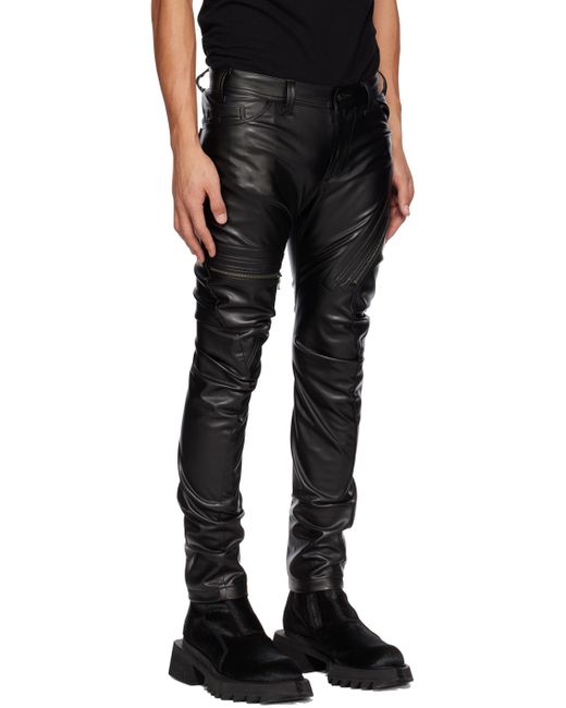 Julius Black Indirect Faux-leather Cargo Pants for men