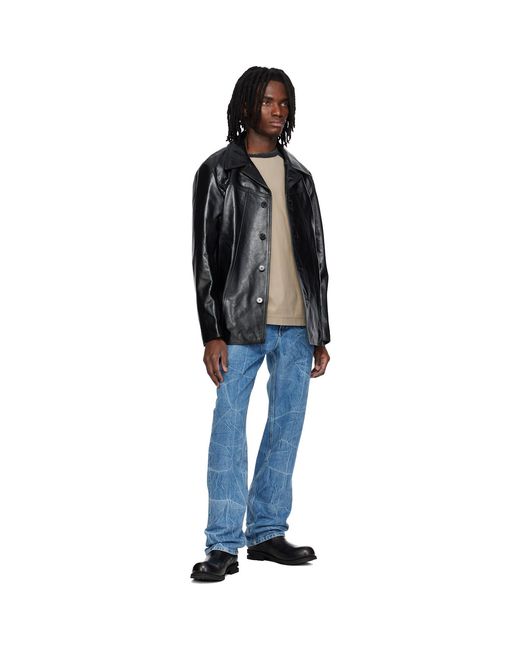 MMIC Black Boulevard Leather Coat for men