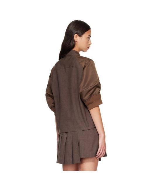 Sacai Brown Suiting X Nylon Twill Shirt