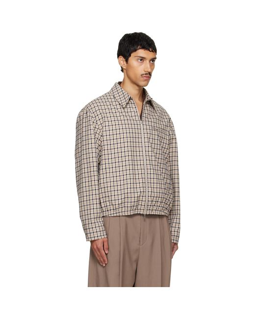 Ferragamo Brown Check Bomber Jacket for men