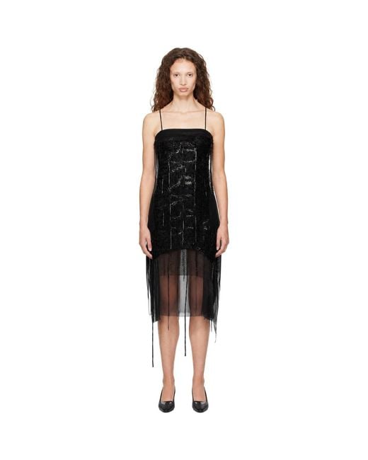 Edward Cuming Black Dripping Collage Midi Dress