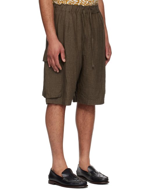 Kaptain Sunshine Brown Drawstring Cargo Shorts for men