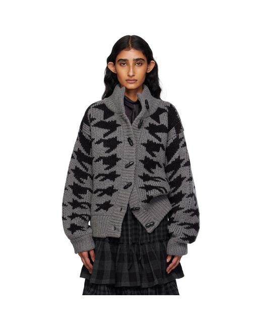 OPEN YY Black Hound's Tooth Star Cowichan Cardigan