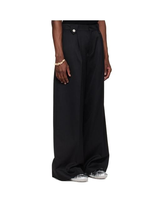 Simone Rocha Black Wide Leg Belt Loop Tab Trousers for men