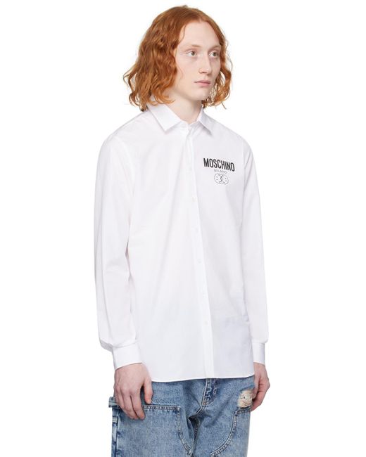 Chemise blanche à image à logo - smiley Moschino pour homme en coloris White