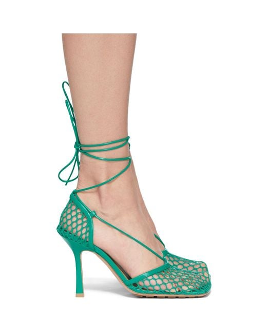 Bottega Veneta Green Stretch Web Heels