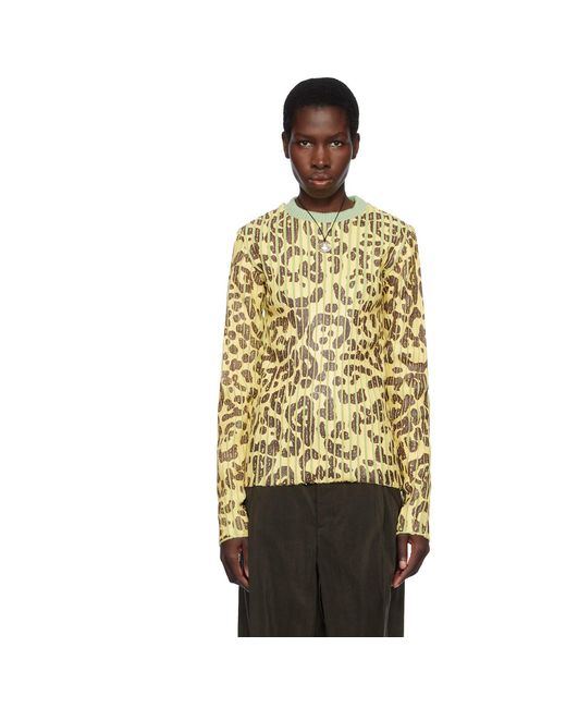 Stanley Raffington Multicolor Leopard Print Plated Knit Crewneck Sweater