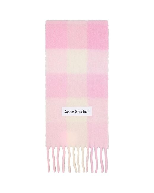 Acne Pink Mohair Checked Scarf
