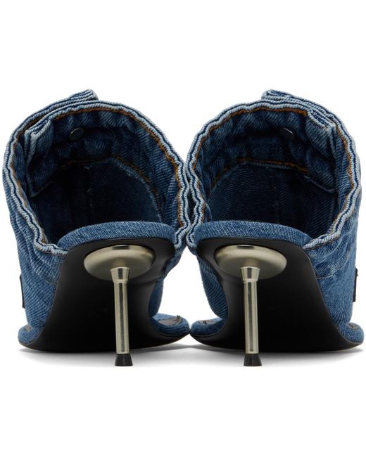 Coperni Blue Denim Open Thong Heeled Sandals