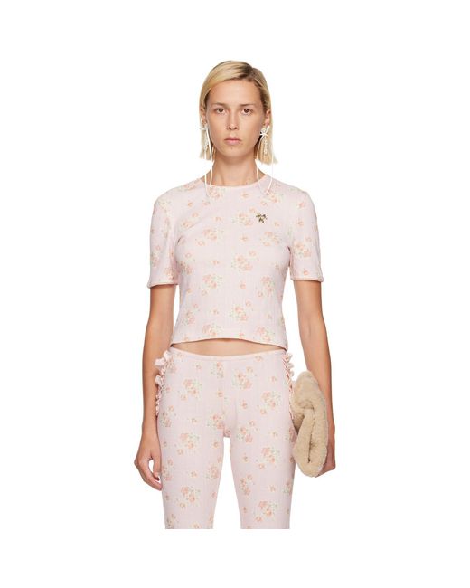 Simone Rocha White Cropped Pointelle T-Shirt