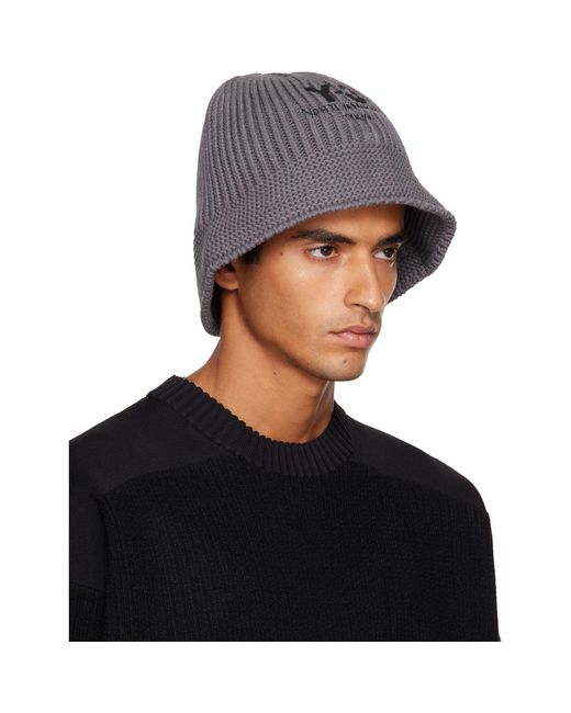 Y-3 Black Heritage Knit Bucket Hat for men