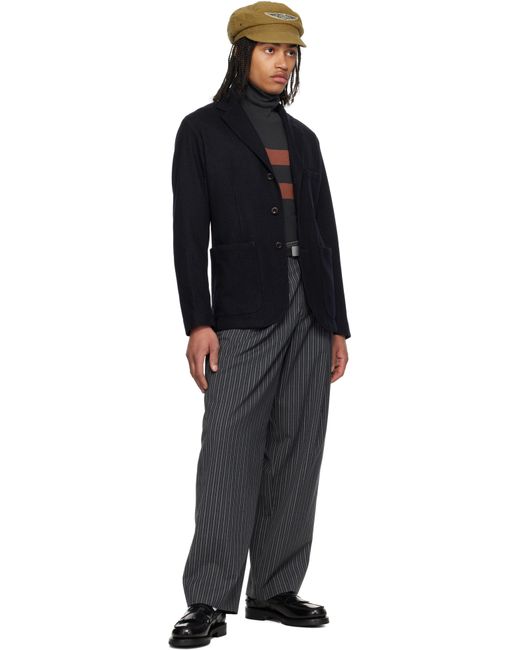 メンズ RRL ネイビー アンコンストラクテッド ジャカードニット スポーツコート Black