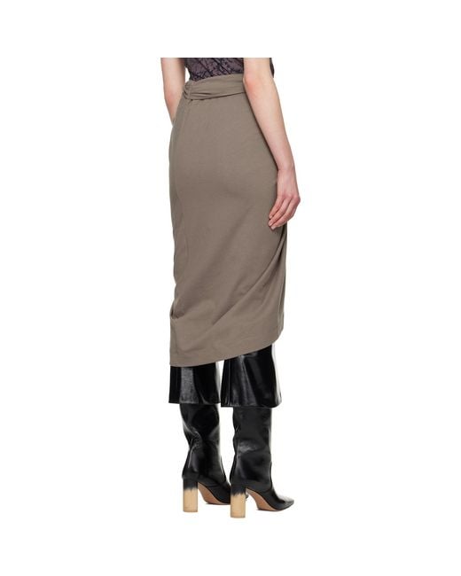 Dries Van Noten Black Taupe Knotted Jersey Midi Skirt
