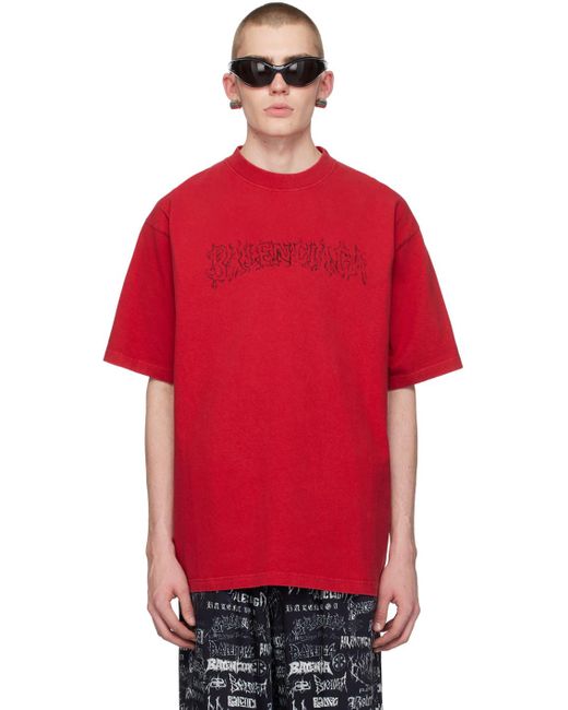 T-shirt rouge à logo modifié imprimé Balenciaga pour homme en coloris Red