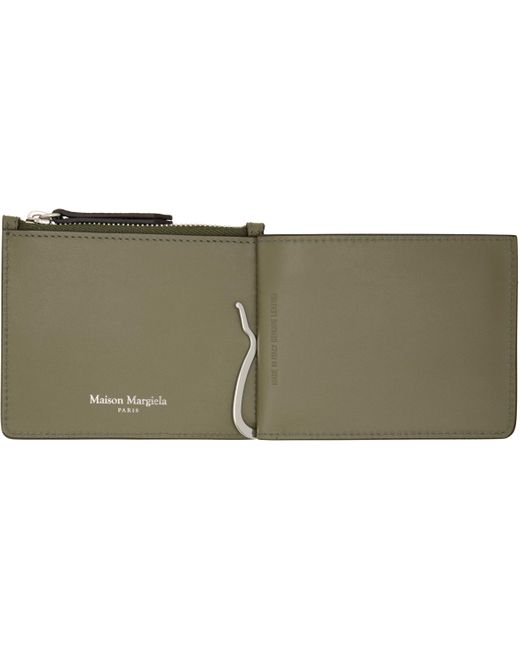 Maison Margiela Green Khaki Four Stitches Wallet for men