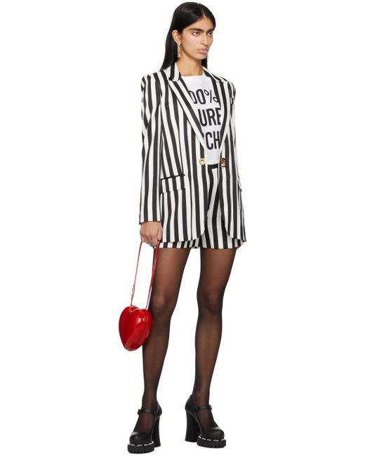 Moschino Black & White Striped Blazer