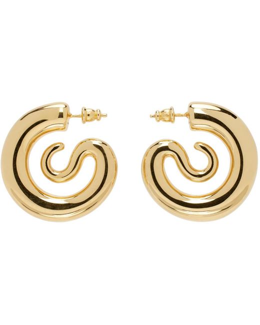 Petites boucles d'oreilles à anneau sculpturales dorées Panconesi en coloris Black