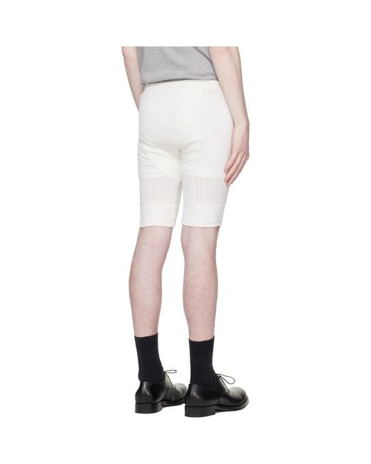 Dries Van Noten White Off- Pointelle Shorts for men